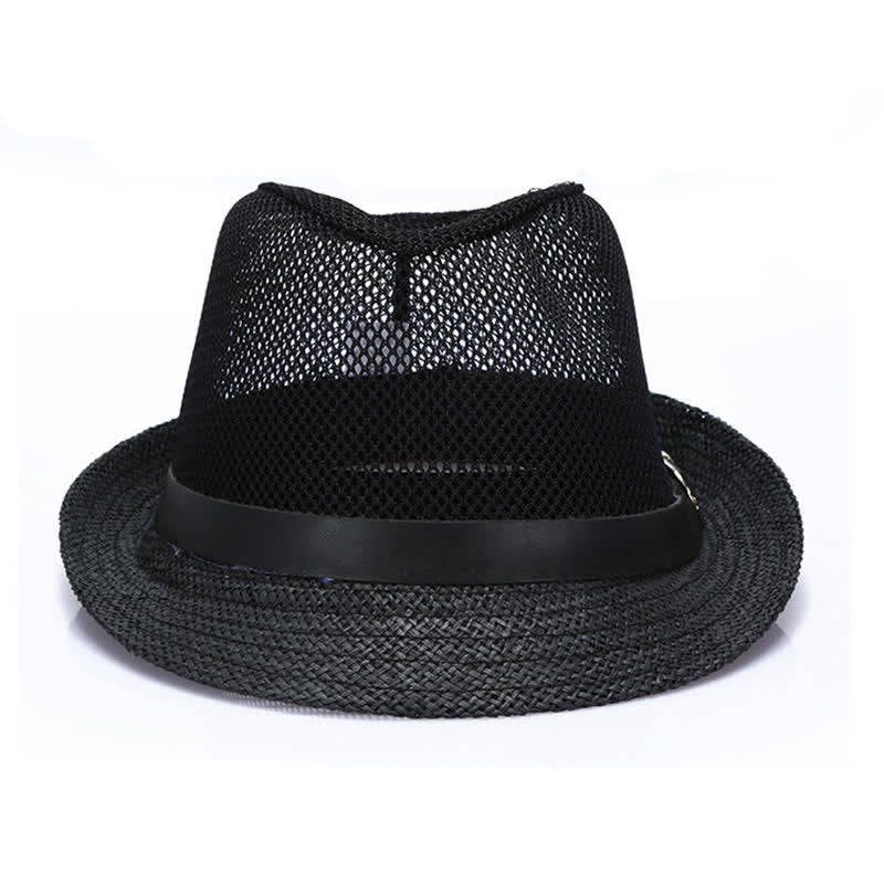 Cappello da uomo in paglia di Panama con motivo semplice e traforato