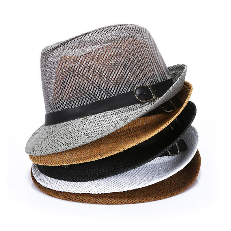 Cappello da uomo in paglia di Panama con motivo semplice e traforato