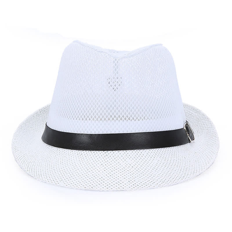 Cappello da uomo in paglia di Panama con motivo semplice e traforato