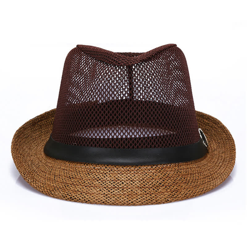 Cappello da uomo in paglia di Panama con motivo semplice e traforato