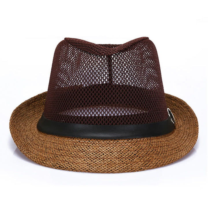 Cappello da uomo in paglia di Panama con motivo semplice e traforato