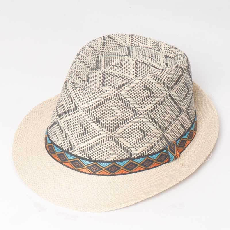 Cappello estivo da uomo in stile etnico intrecciato da streetwear