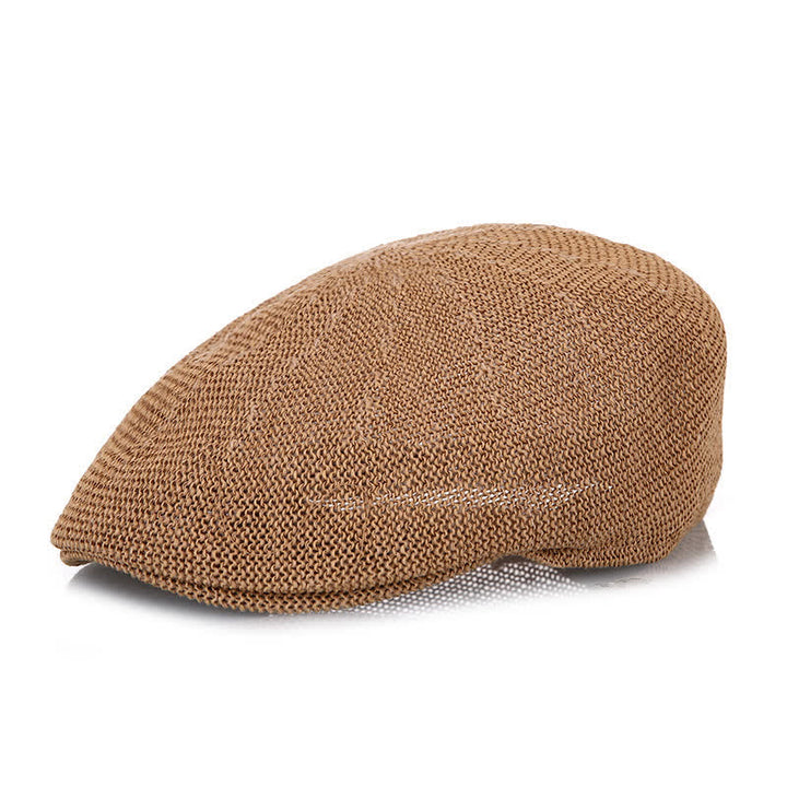 Cappello basco estivo in paglia traspirante a tinta unita da uomo