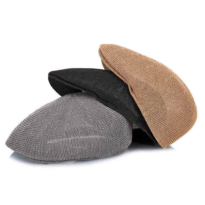 Cappello basco estivo in paglia traspirante a tinta unita da uomo