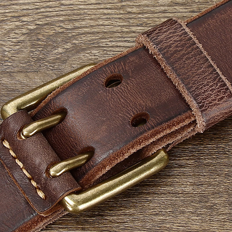 Cintura in pelle western con fibbia a doppio ardiglione e 2 fori