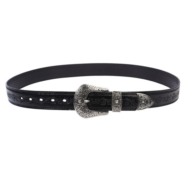 Cintura in pelle goffrata con fibbia in argento