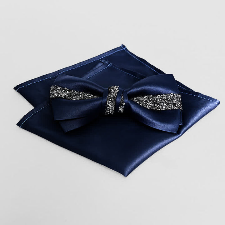 Fazzoletto da taschino con papillon glitterato da uomo