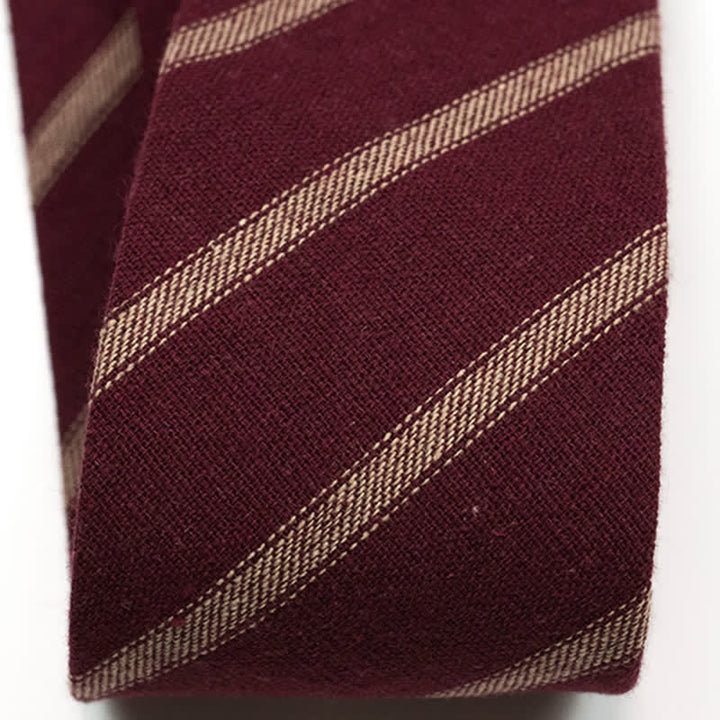 Cravatta da uomo in cotone britannico a righe a quadri color caffè