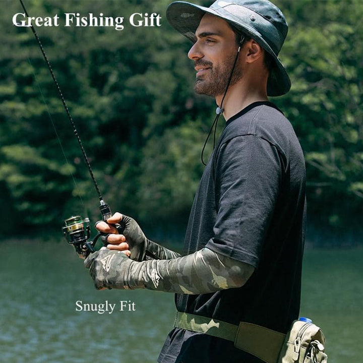 Guanti da pesca all'aperto con protezione UV e mezze dita in tessuto di seta ghiacciata