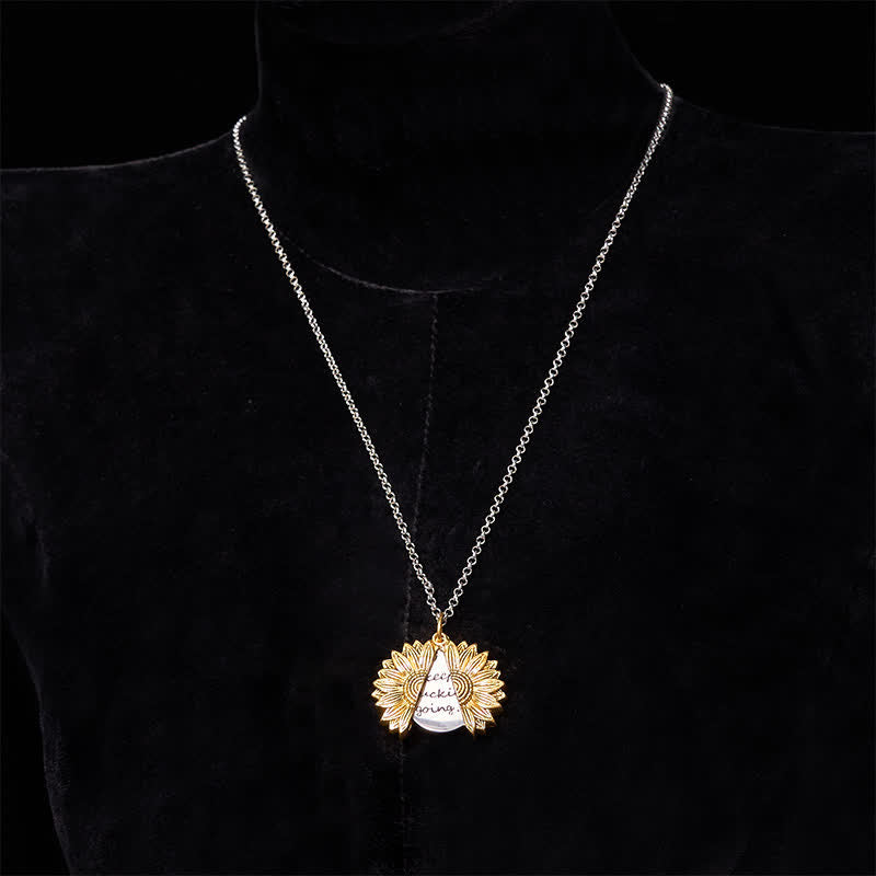 Set di collana con girasole e fibbia per cintura con coltello nascosto a forma di rosa, fai da te, in oro e argento