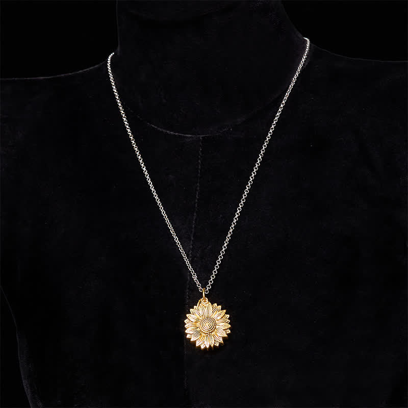 Set di collana con girasole e fibbia per cintura con coltello nascosto a forma di rosa, fai da te, in oro e argento