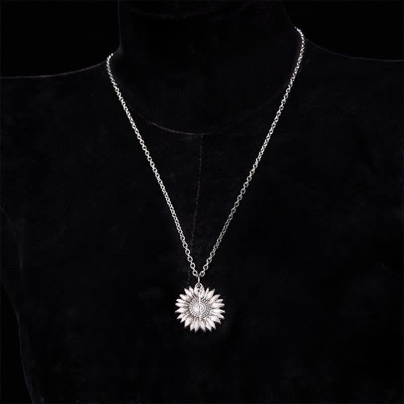 Set di collana con girasole e fibbia per cintura con coltello nascosto a forma di rosa, fai da te, in oro e argento