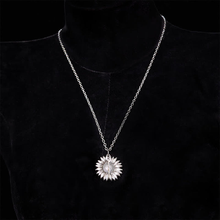 Set di collana con girasole e fibbia per cintura con coltello nascosto a forma di rosa, fai da te, in oro e argento