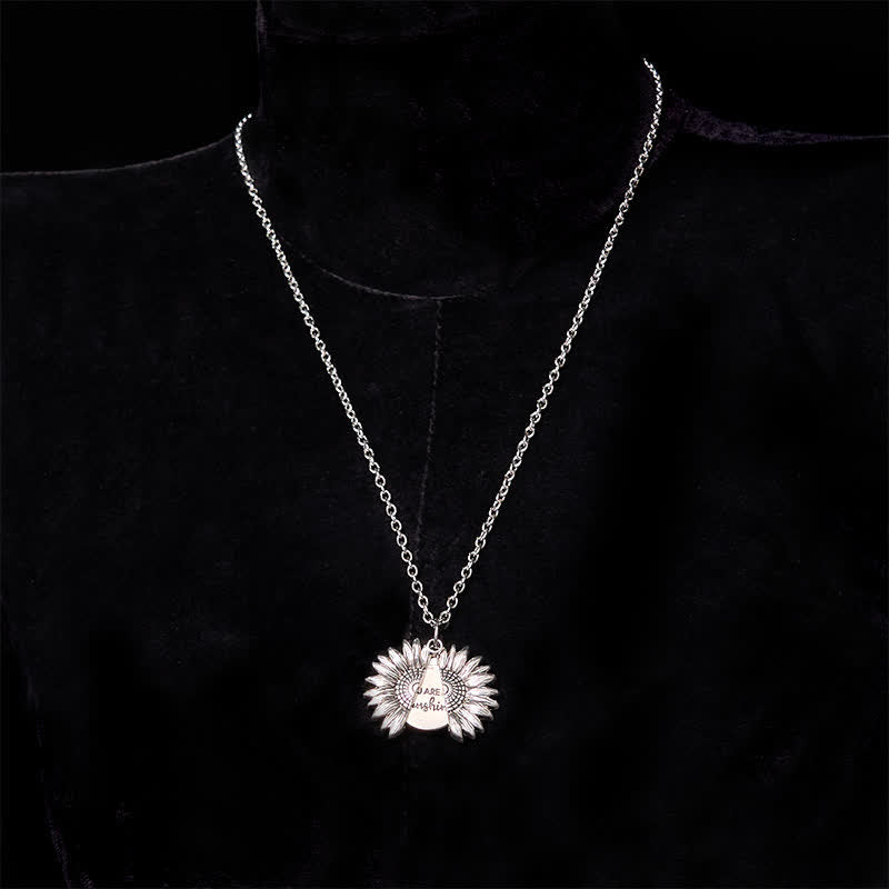 Set di collane con fibbia per cintura e coltello nascosto a tema girasole fai da te in oro e argento