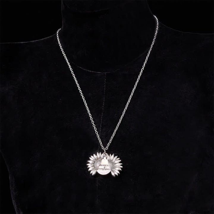 Set di collane con fibbia per cintura e coltello nascosto a tema girasole fai da te in oro e argento