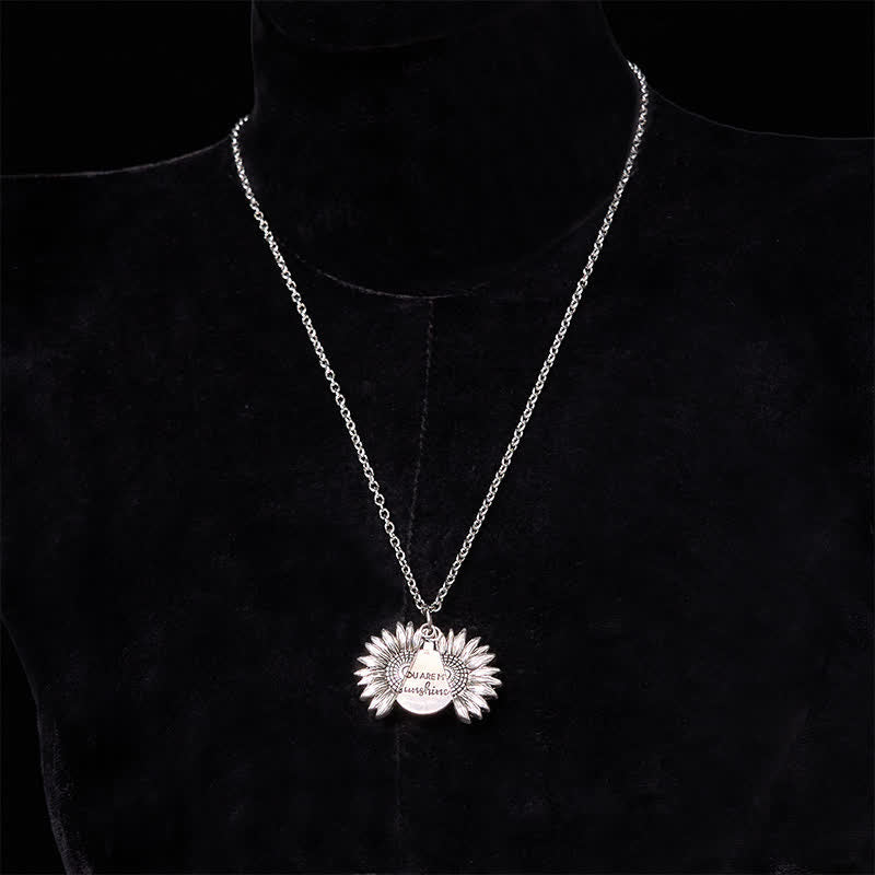 Set di collana con fibbia per cintura e coltello nascosto a tema girasole fai da te in argento