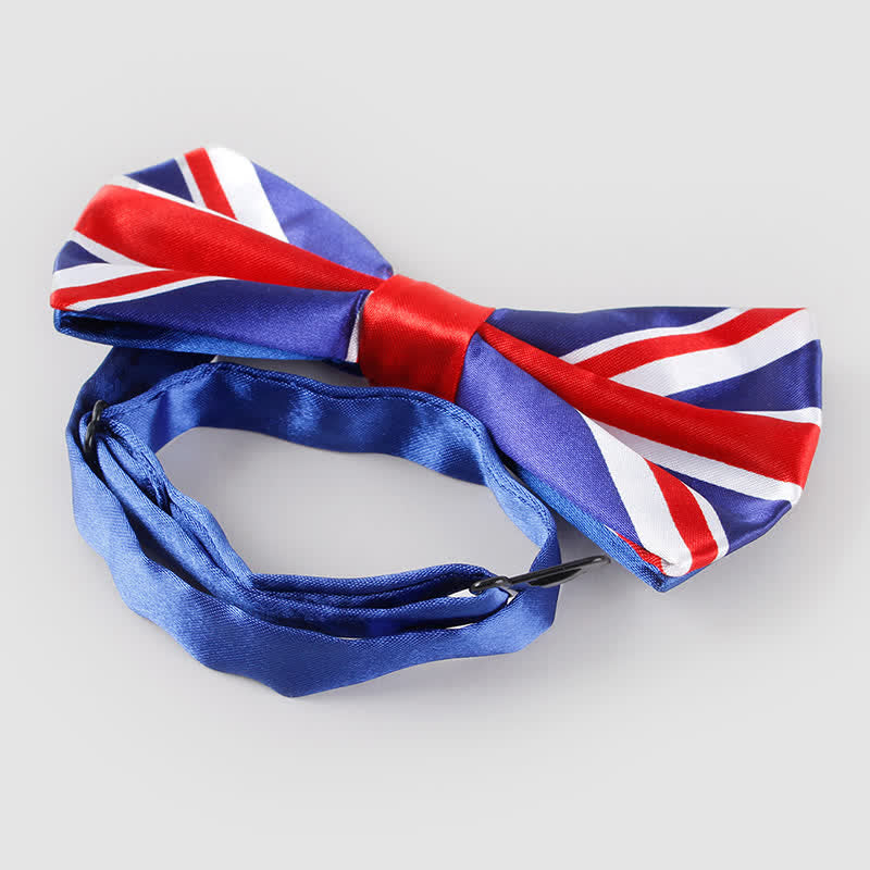 Cravatta a farfalla da uomo con bandiera britannica e motivo patriottico