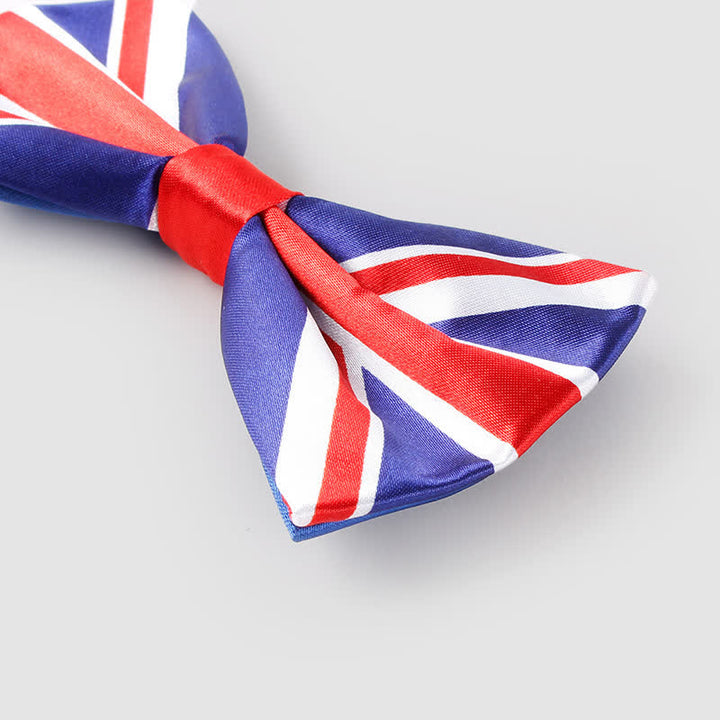 Cravatta a farfalla da uomo con bandiera britannica e motivo patriottico