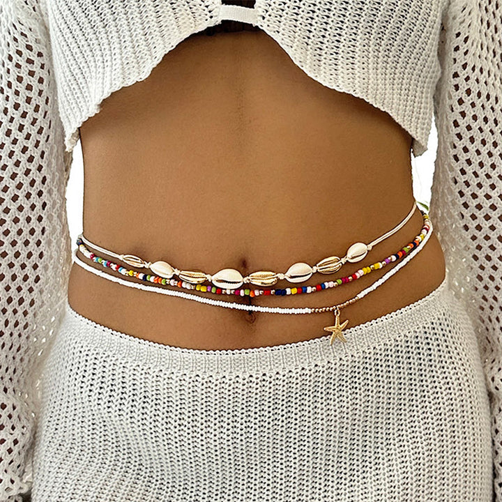 Catena da vita a strati con perline colorate estive in stile boho da donna
