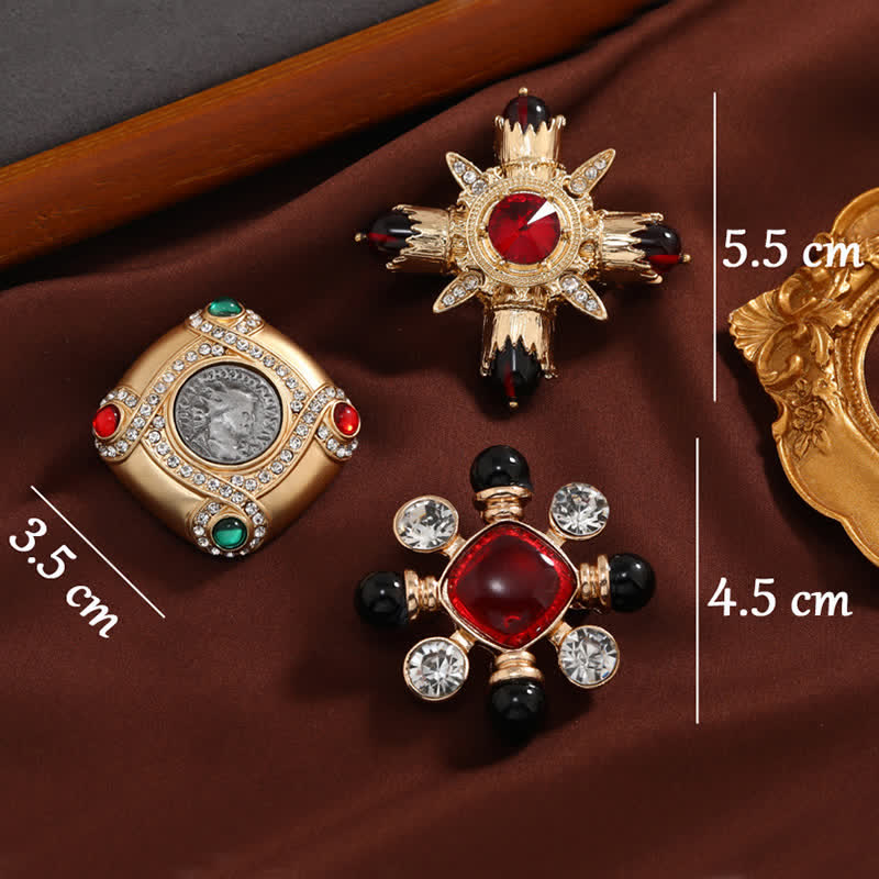 Spilla quadrata geometrica con strass in stile barocco da donna