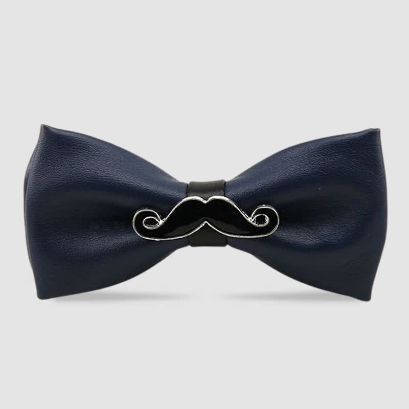 Papillon in pelle con baffi in metallo da uomo