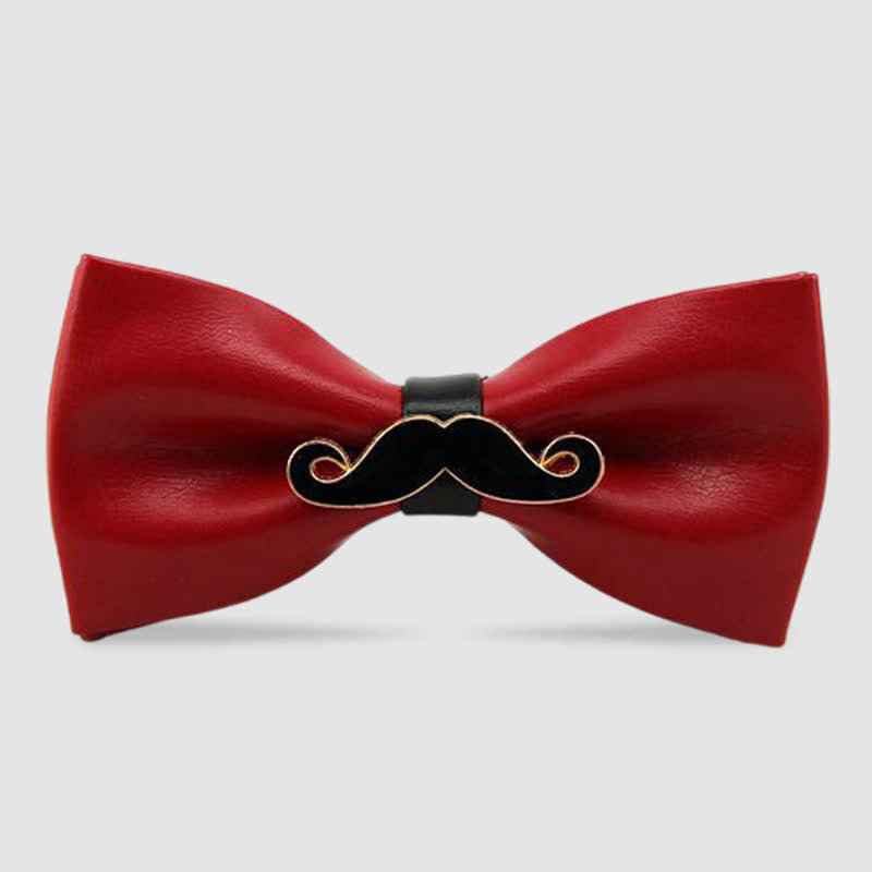 Papillon in pelle con baffi in metallo da uomo