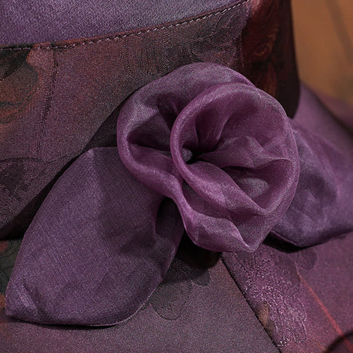 Cappello da sole da donna con bordo in pizzo e decorazioni floreali in vera seta