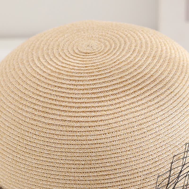 Cappello estivo in paglia con decorazione floreale in stile romano da donna