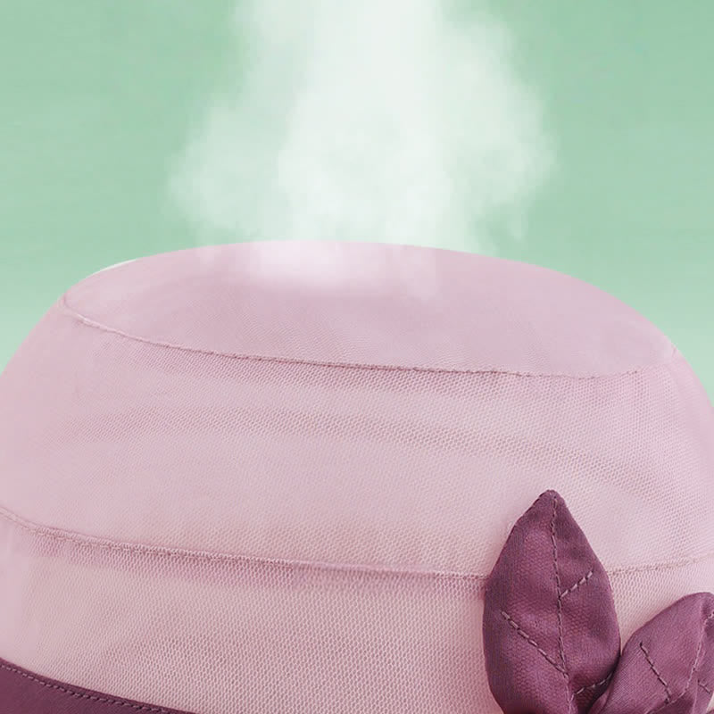 Cappello da sole da donna in seta a tesa larga con motivo floreale decorato con perle