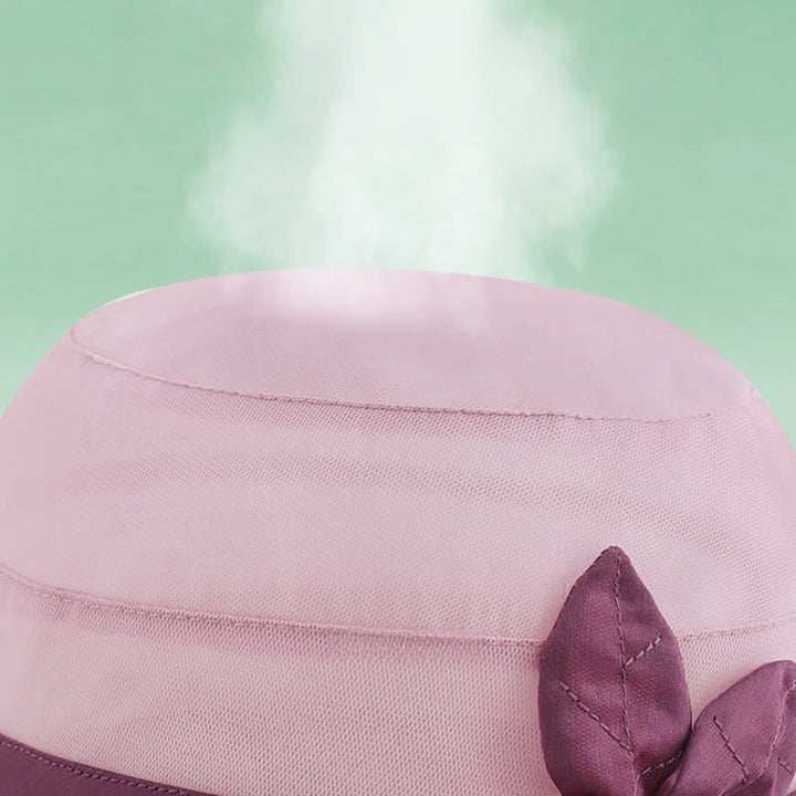 Cappello da sole da donna in seta a tesa larga con motivo floreale decorato con perle