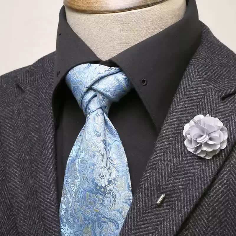 Set di 2 cravatte larghe con motivo paisley azzurro cielo da uomo
