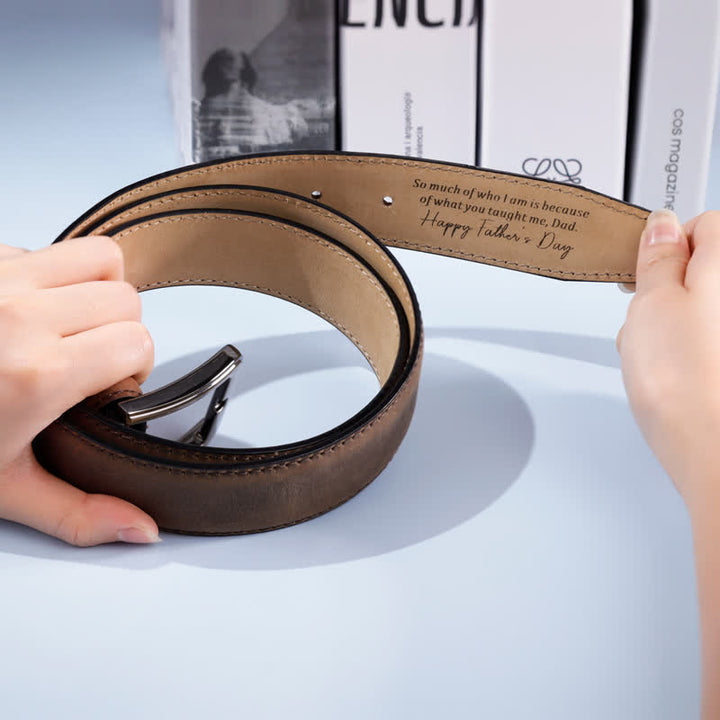 Cintura in pelle personalizzata con punta incisa semplice e personalizzata