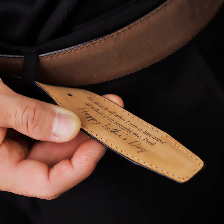 Cintura in pelle personalizzata con punta incisa semplice e personalizzata