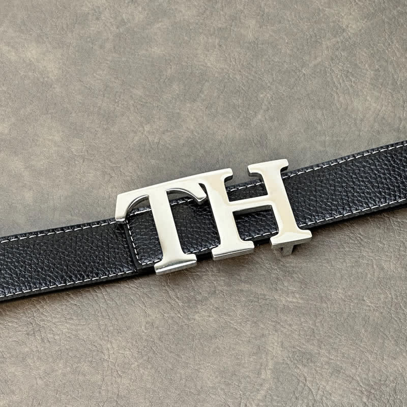 Cintura in pelle con fibbia fai da te in argento con iniziali grandi personalizzate