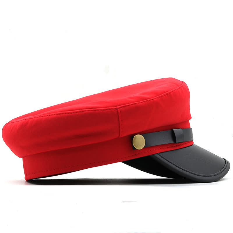 Cappello basco piatto da donna con ancora da nave blu navy