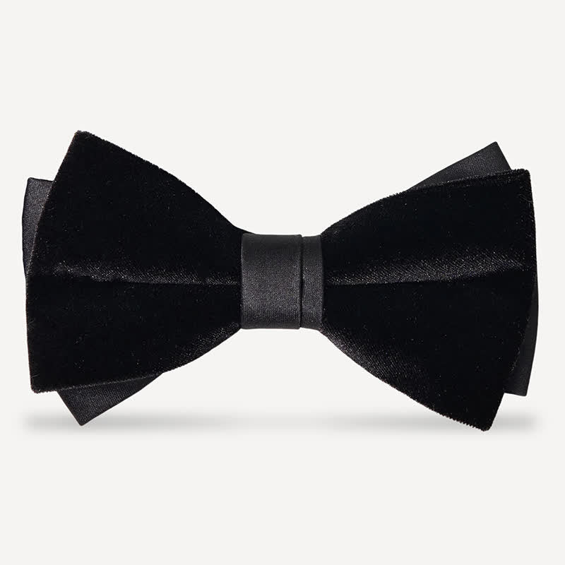 Papillon da uomo in velluto nero tinta unita da sposa