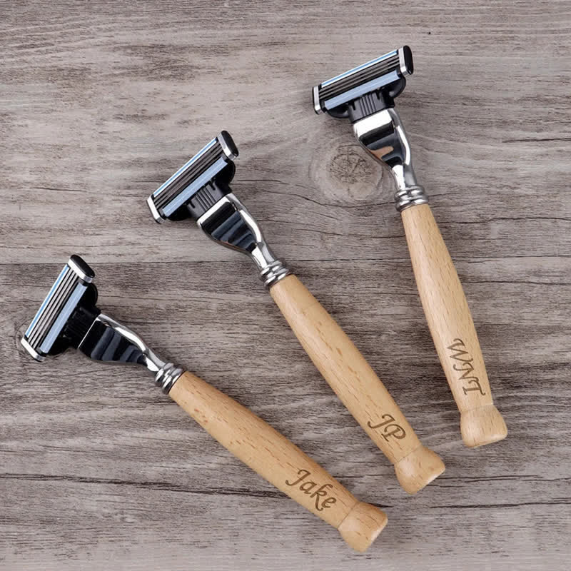Set di 3 rasoi da sposo con nome personalizzato, souvenir, con scatola di legno - image 5
