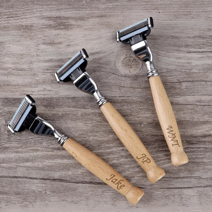 Set di 3 rasoi da sposo con nome personalizzato, souvenir, con scatola di legno - image 5