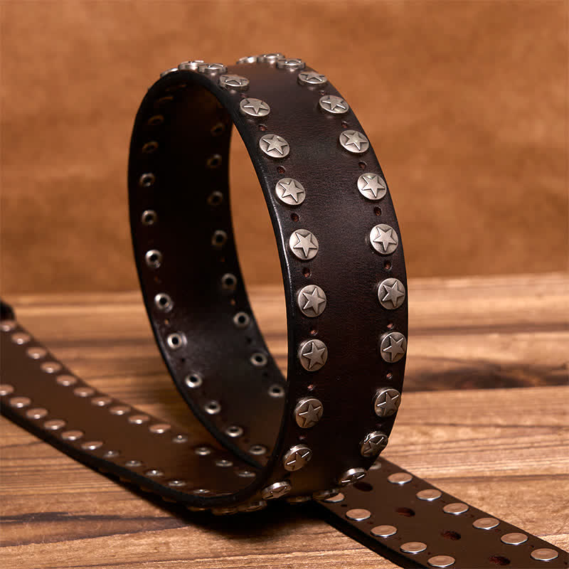 Cintura in pelle fatta a mano con borchie punk biker