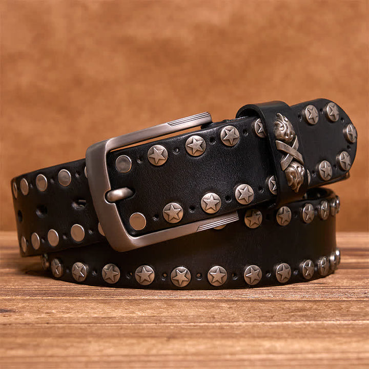 Cintura in pelle fatta a mano con borchie punk biker