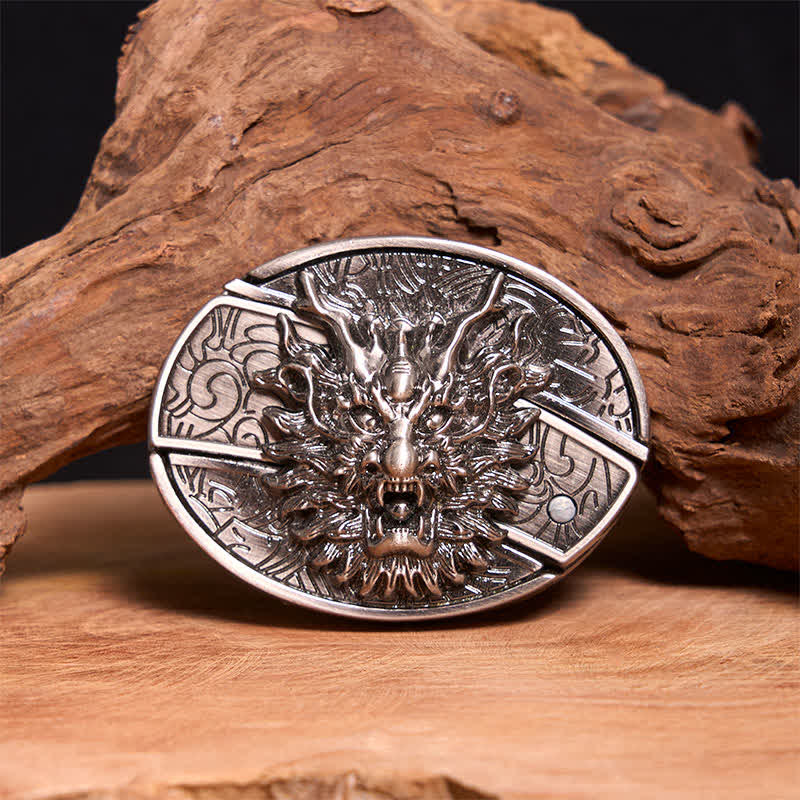 Cintura in pelle con coltello pieghevole nascosto Brave Dragon fai da te da uomo