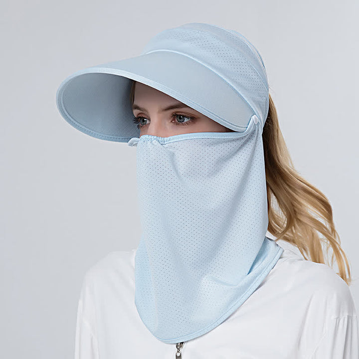 Cappellino parasole da donna con visiera a rete e coda di cavallo, 2 pezzi, con patta rimovibile