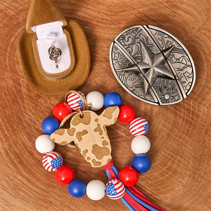 Set di braccialetti con bandiera americana, collana e fibbia per cintura con coltello nascosto fai da te a forma di stella