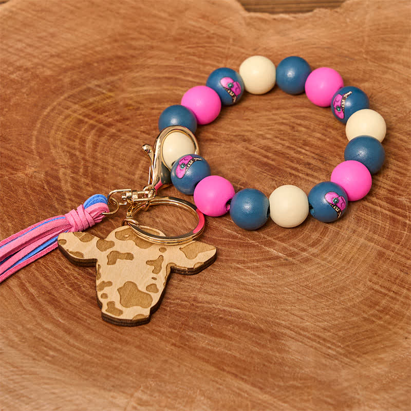 Set di braccialetti con perline di legno e fibbia per cintura con coltello nascosto fai da te da cowgirl
