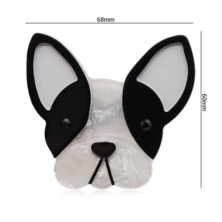 Spilla in acrilico realizzata a mano a forma di adorabile cane bianco e nero - image 5