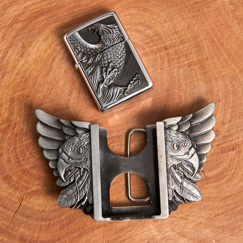 Cintura in pelle Silver Vulture fai da te da uomo con accendino nascosto - image 5