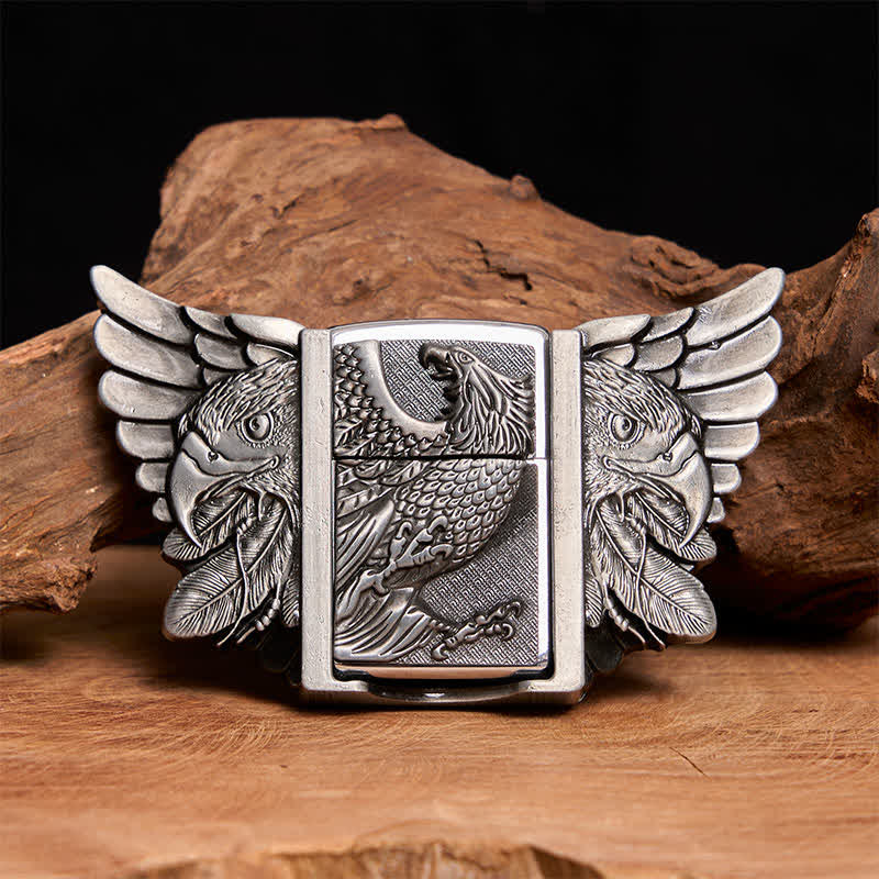 Cintura in pelle Silver Vulture fai da te da uomo con accendino nascosto - Avvoltoio - Senza cintura - Cintura non inclusa - image 1