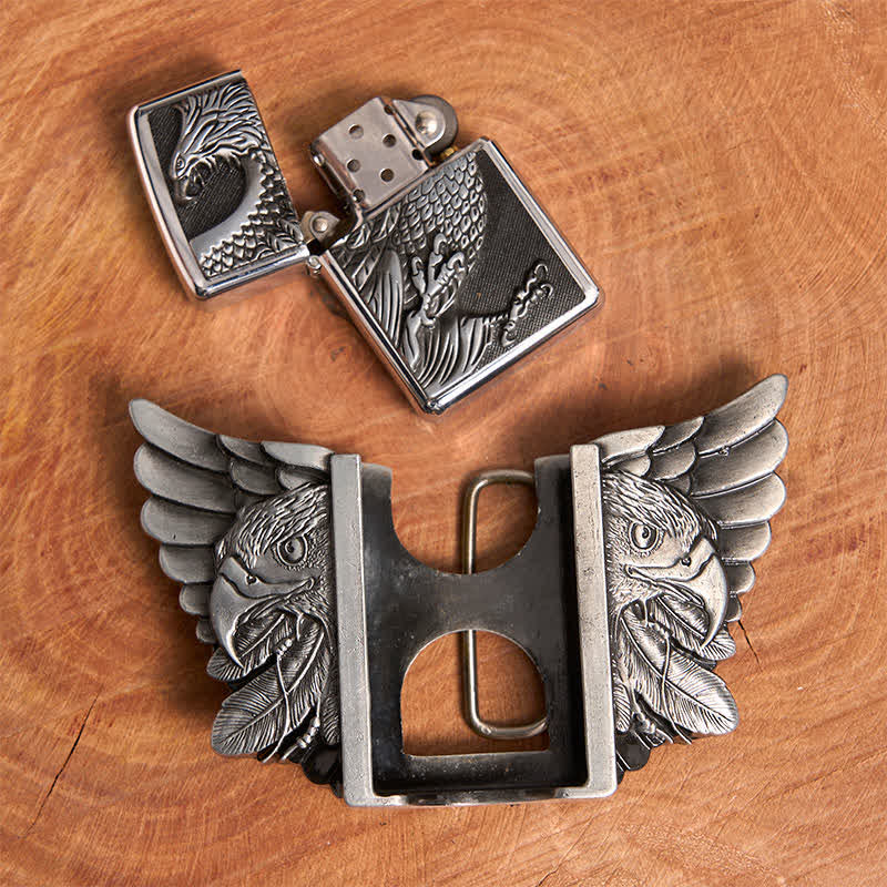 Cintura in pelle Silver Vulture fai da te da uomo con accendino nascosto - image 6