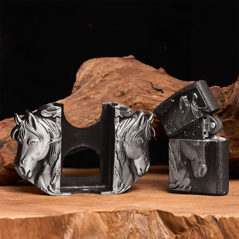 Cintura in pelle fai da te da uomo con triplo cavallo argentato e accendino nascosto - image 2