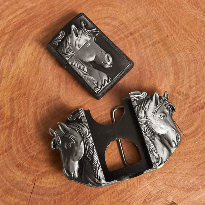 Cintura in pelle fai da te da uomo con triplo cavallo argentato e accendino nascosto - image 11